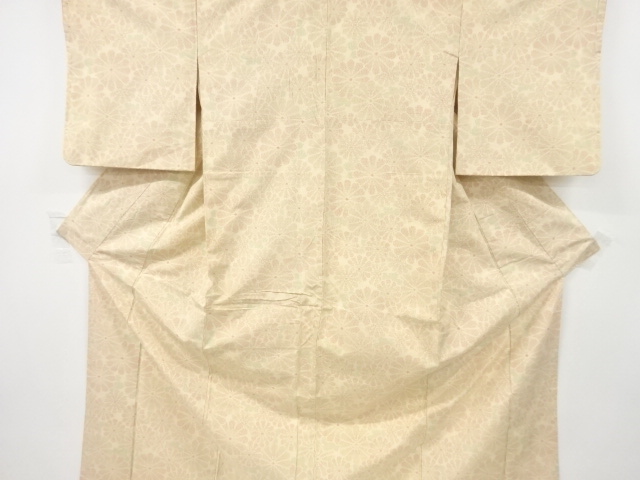 アンティーク　花模様織出し十日町紬着物